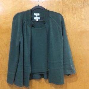 St John sweater set dark green